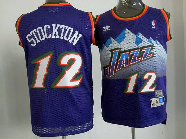  NBA Utah Jazz 12 John Stockton Throwback Swingman Purple jerseys
